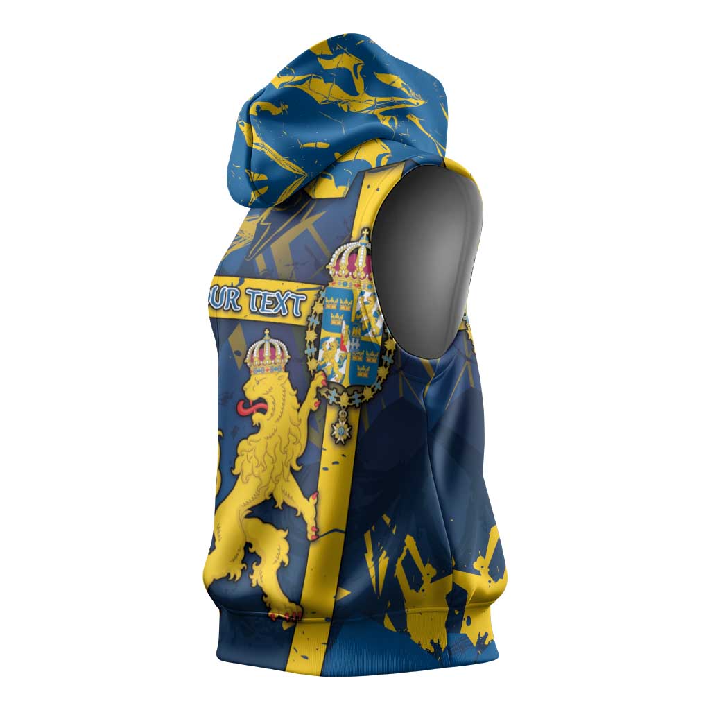 Personalized Sweden Sleeveless Hoodie Coat Of Arms Unique Style - Wonder Print Shop