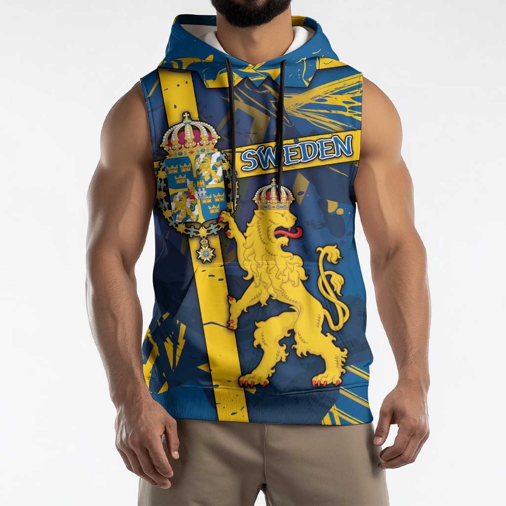 Personalized Sweden Sleeveless Hoodie Coat Of Arms Unique Style - Wonder Print Shop