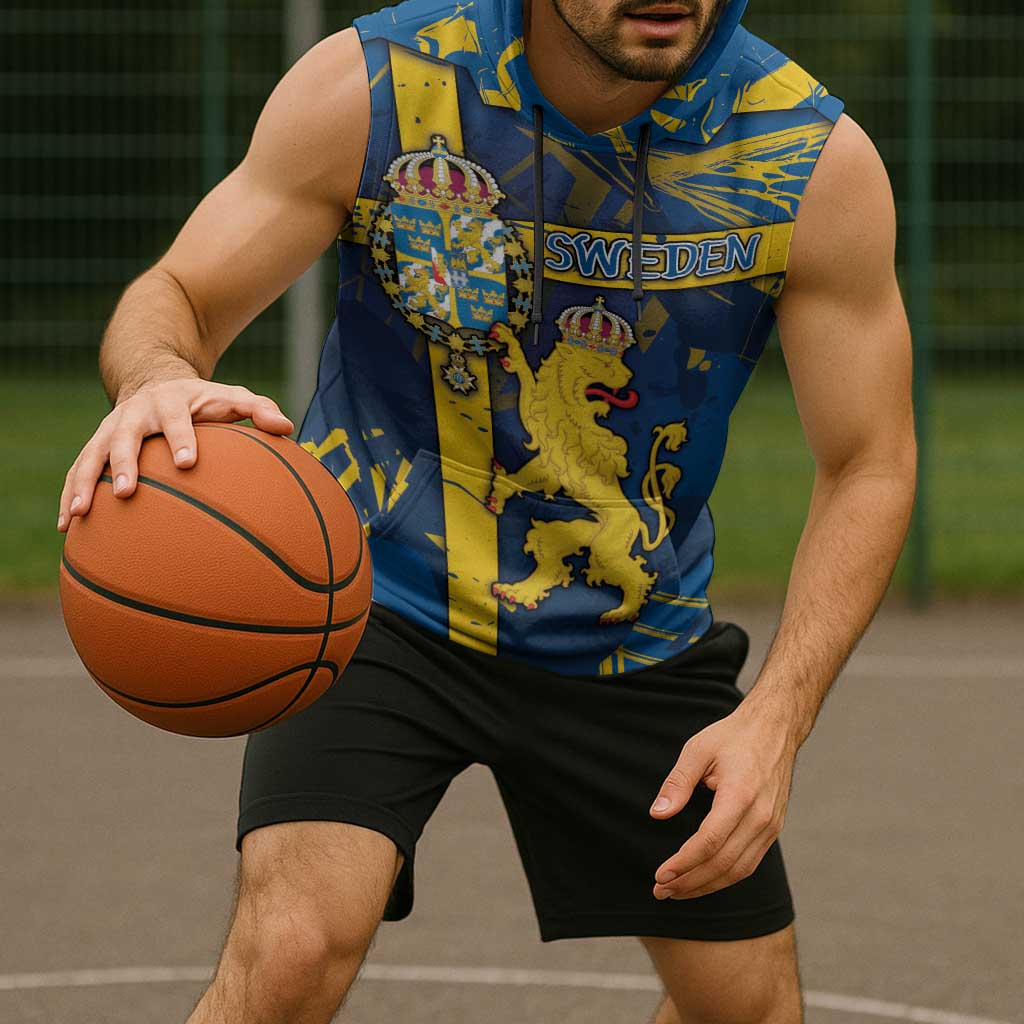 Personalized Sweden Sleeveless Hoodie Coat Of Arms Unique Style - Wonder Print Shop