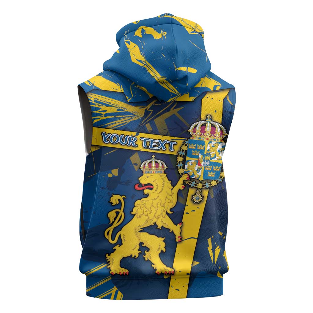 Personalized Sweden Sleeveless Zip Hoodie Coat Of Arms Unique Style - Wonder Print Shop