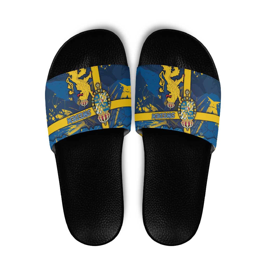 Sweden Slide Sandals Coat Of Arms Unique Style - Wonder Print Shop