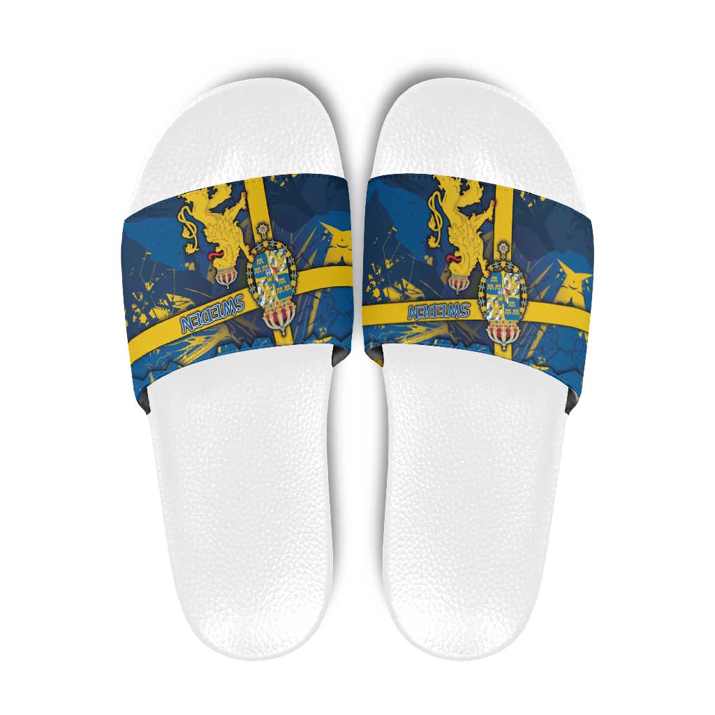 Sweden Slide Sandals Coat Of Arms Unique Style - Wonder Print Shop