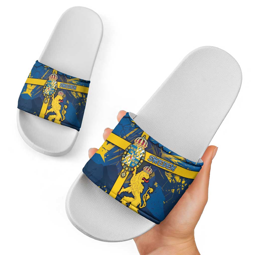 Sweden Slide Sandals Coat Of Arms Unique Style - Wonder Print Shop