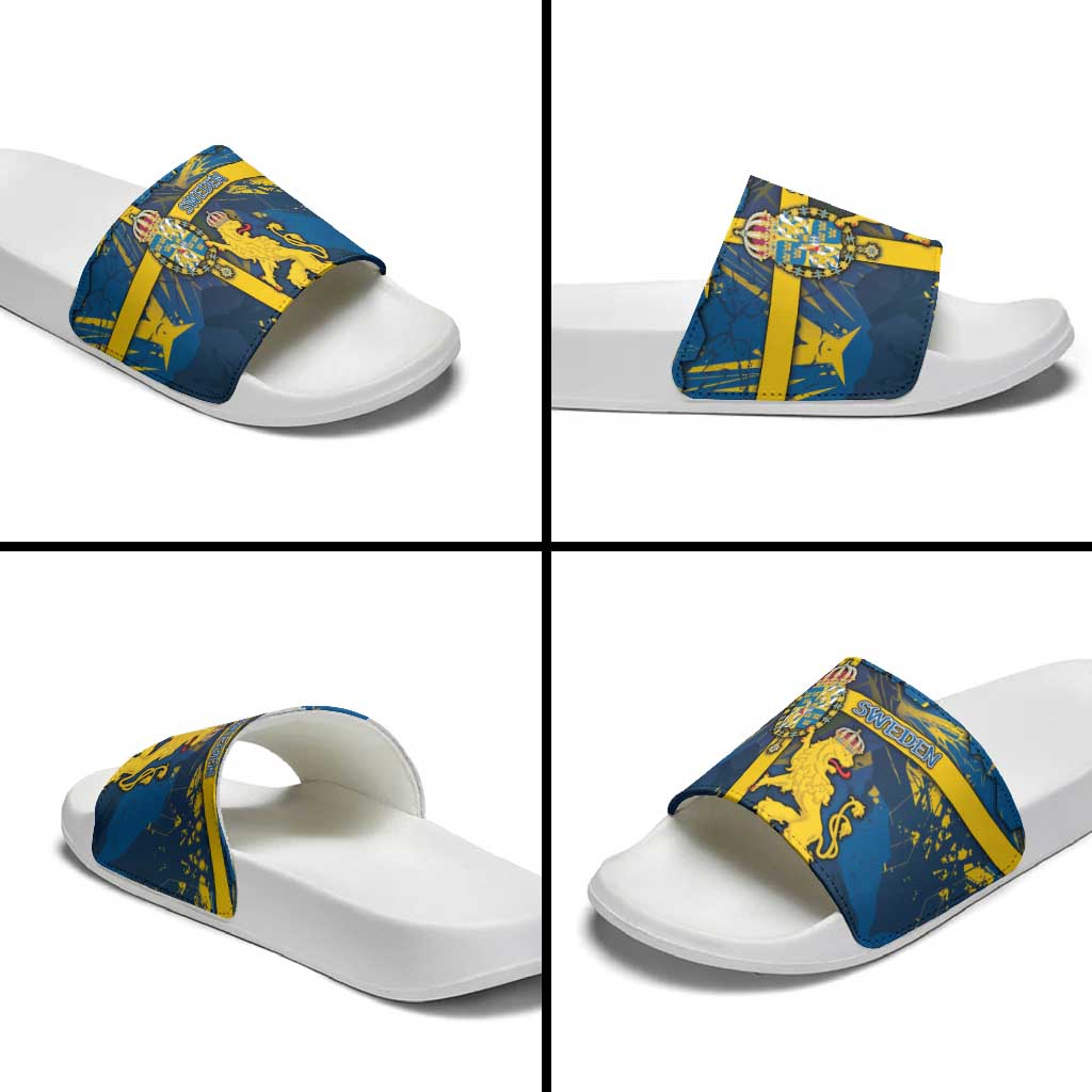 Sweden Slide Sandals Coat Of Arms Unique Style - Wonder Print Shop