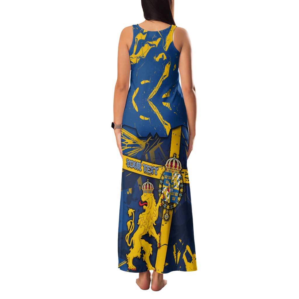 Personalized Sweden Tank Maxi Dress Coat Of Arms Unique Style - Wonder Print Shop