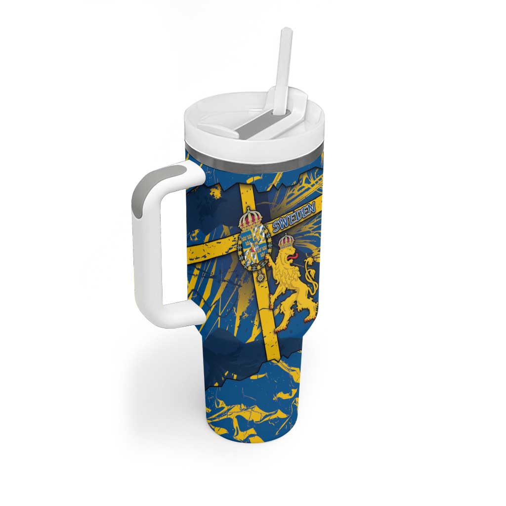 Personalized Sweden Tumbler With Handle Coat Of Arms Unique Style - Wonder Print Shop