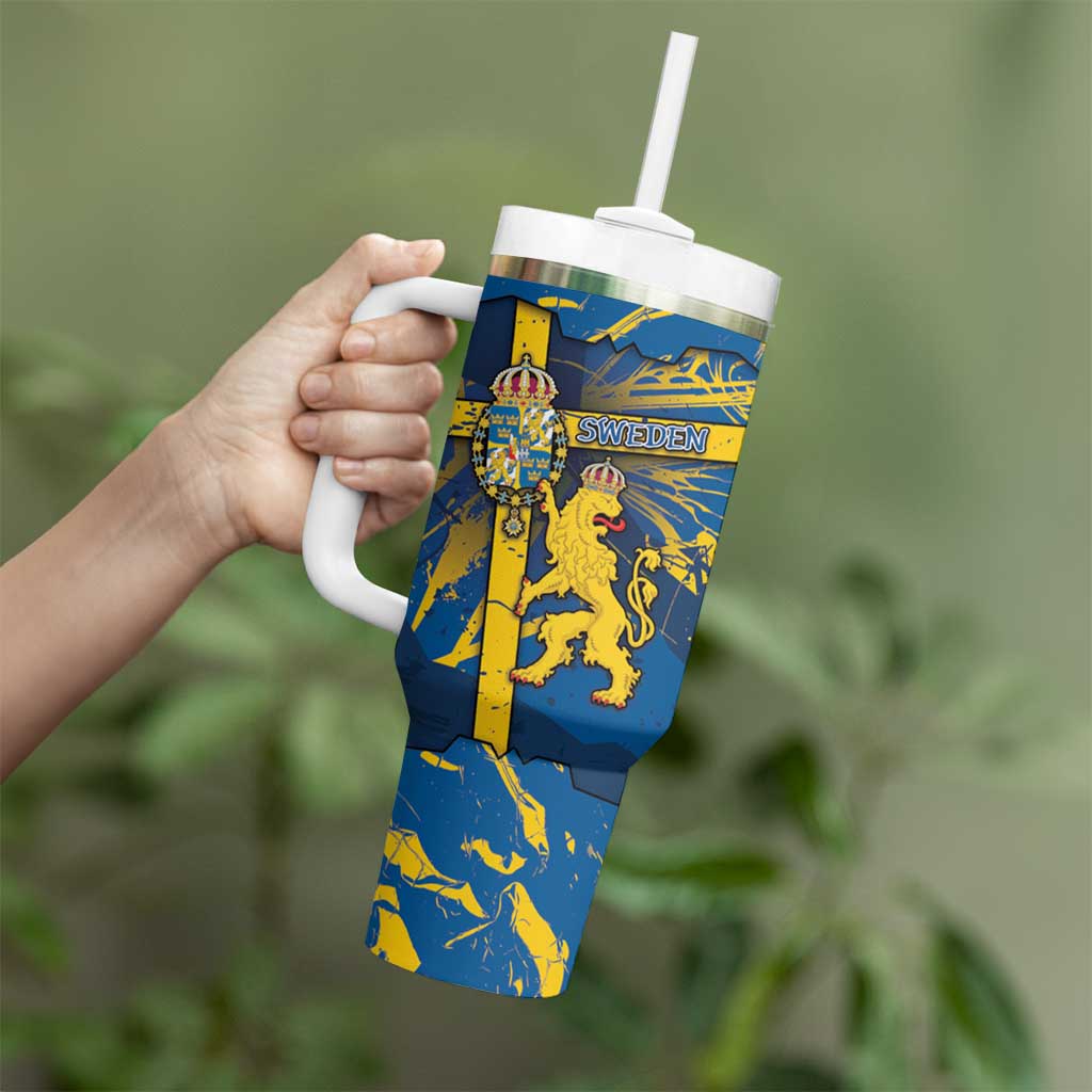 Personalized Sweden Tumbler With Handle Coat Of Arms Unique Style - Wonder Print Shop