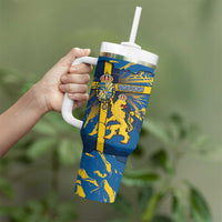 Personalized Sweden Tumbler With Handle Coat Of Arms Unique Style - Wonder Print Shop