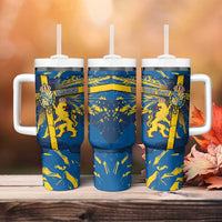 Personalized Sweden Tumbler With Handle Coat Of Arms Unique Style - Wonder Print Shop