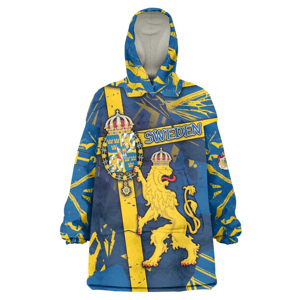 Personalized Sweden Wearable Blanket Hoodie Coat Of Arms Unique Style - Wonder Print Shop