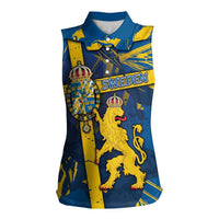 Personalized Sweden Women Sleeveless Polo Shirt Coat Of Arms Unique Style - Wonder Print Shop