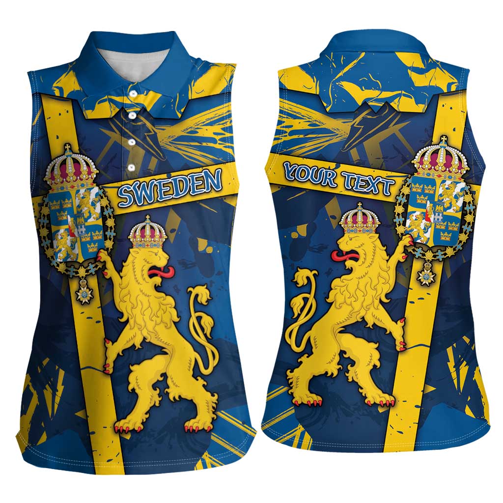 Personalized Sweden Women Sleeveless Polo Shirt Coat Of Arms Unique Style - Wonder Print Shop