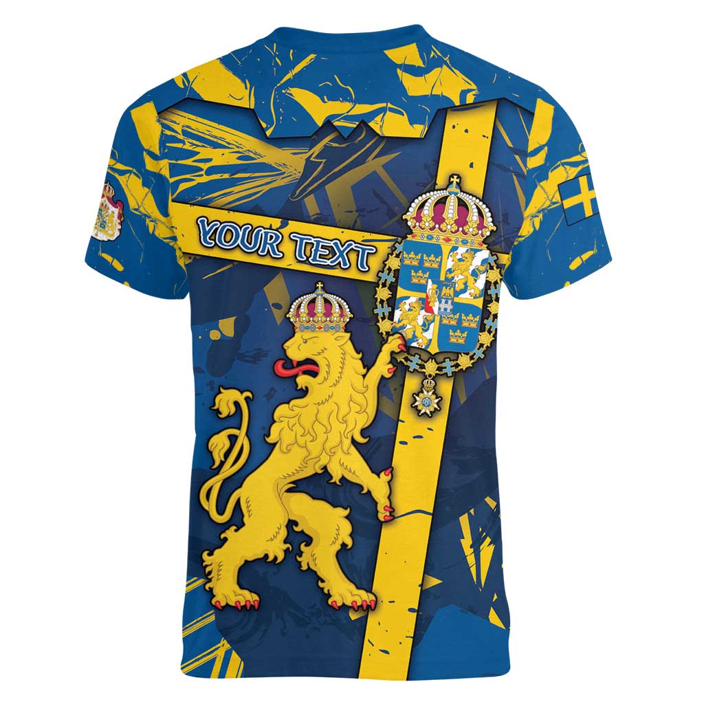 Personalized Sweden Women V-Neck T-Shirt Coat Of Arms Unique Style - Wonder Print Shop