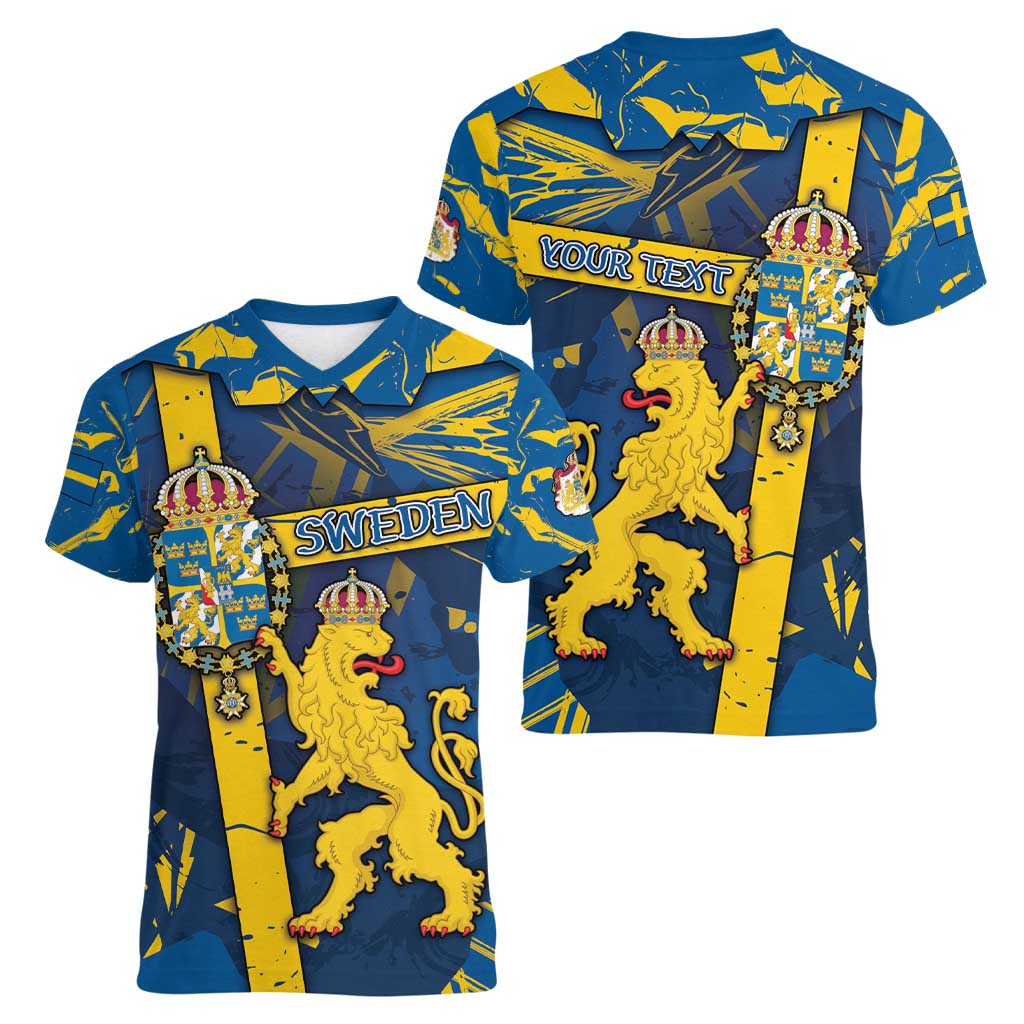 Personalized Sweden Women V-Neck T-Shirt Coat Of Arms Unique Style - Wonder Print Shop