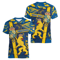 Personalized Sweden Women V-Neck T-Shirt Coat Of Arms Unique Style - Wonder Print Shop