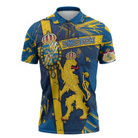 Personalized Sweden Zipper Polo Shirt Coat Of Arms Unique Style - Wonder Print Shop
