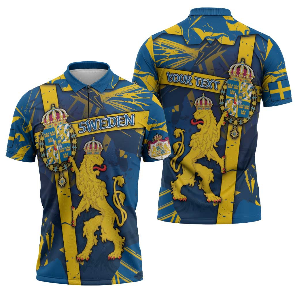 Personalized Sweden Zipper Polo Shirt Coat Of Arms Unique Style - Wonder Print Shop
