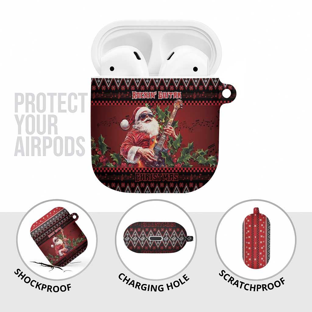 Guitar Christmas AirPods Case Rocking Santa - Wonder Print Shop
