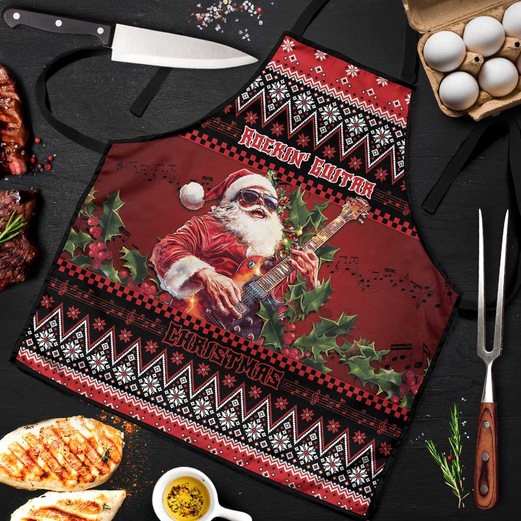 Guitar Christmas Apron Rocking Santa - Wonder Print Shop