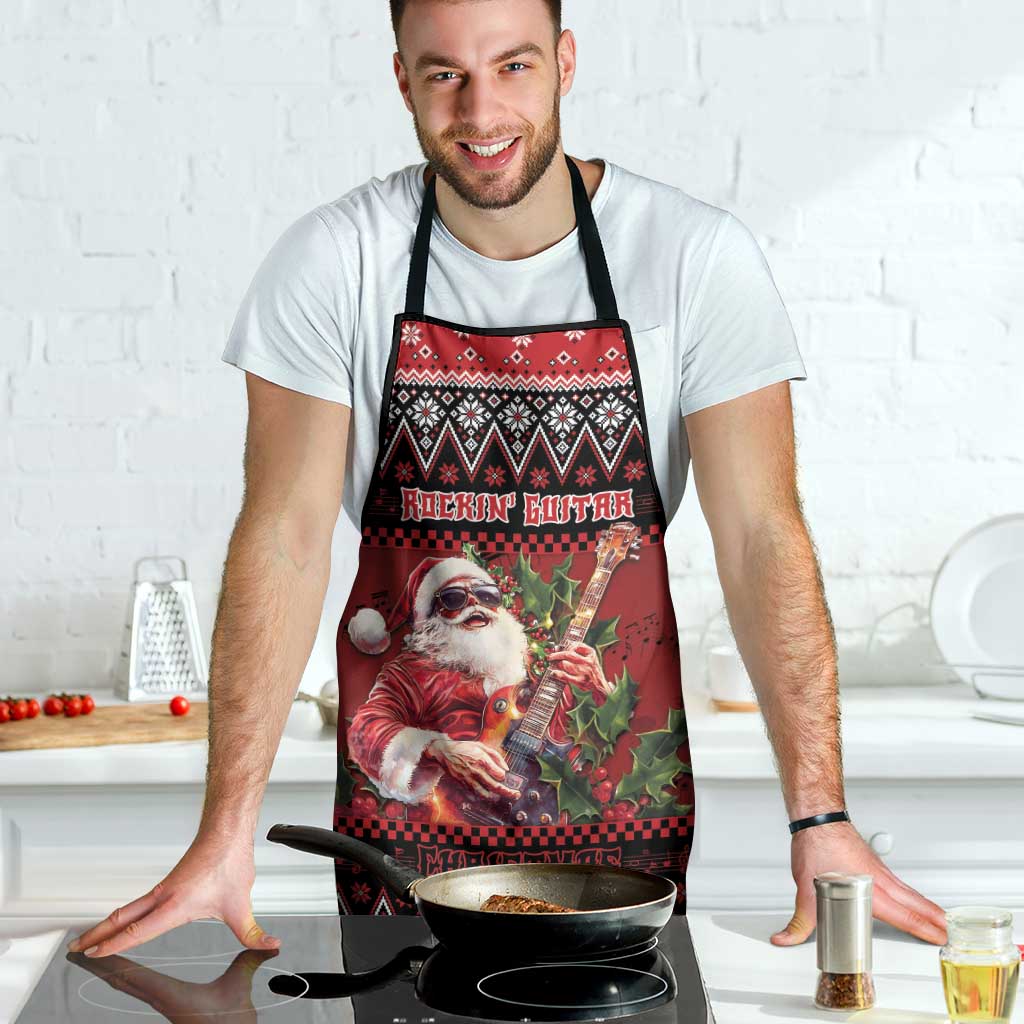 Guitar Christmas Apron Rocking Santa - Wonder Print Shop