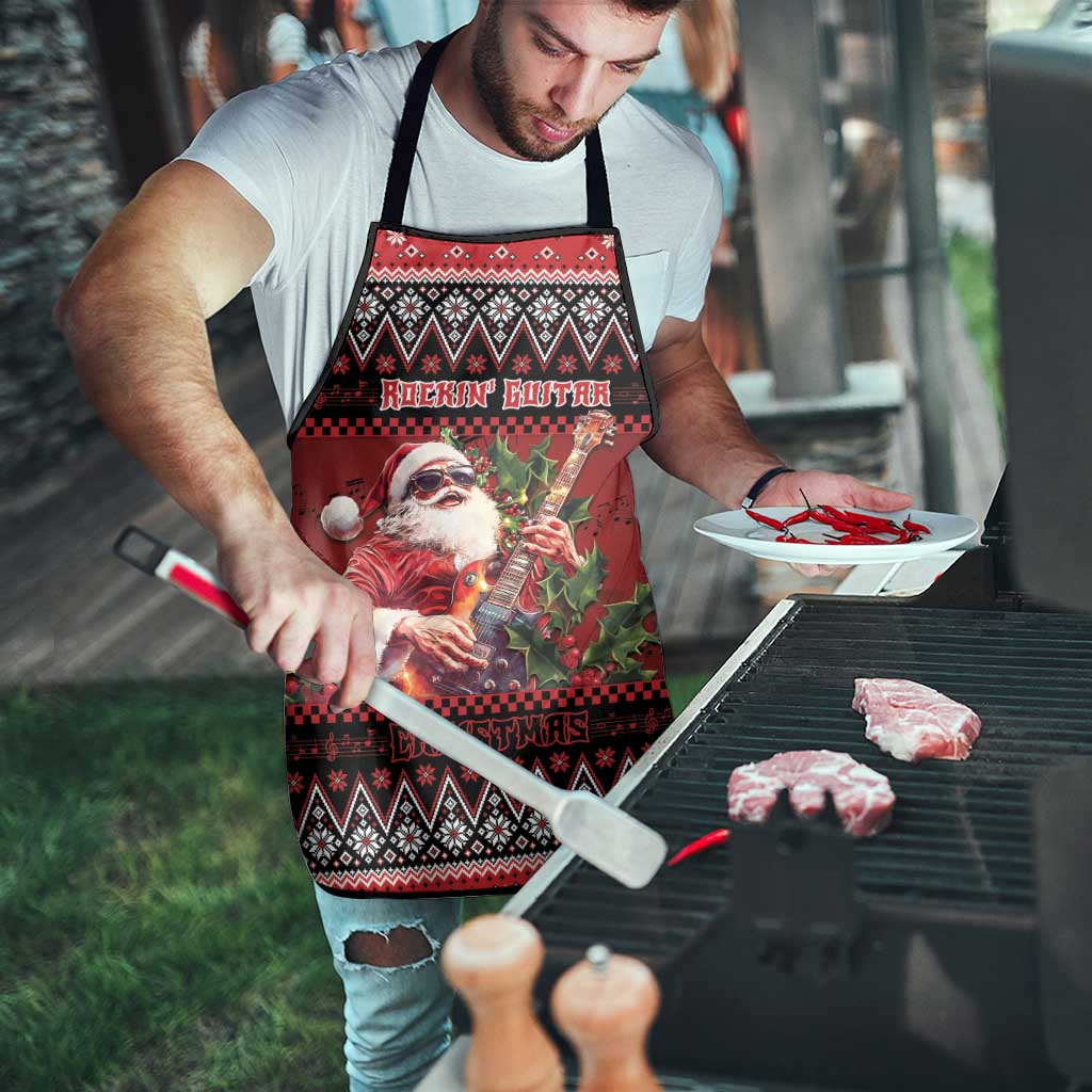 Guitar Christmas Apron Rocking Santa - Wonder Print Shop