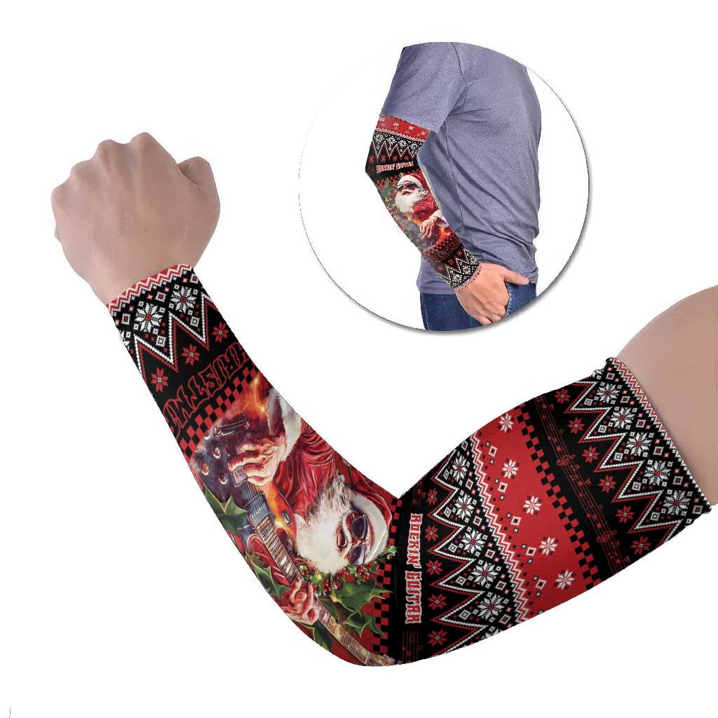Guitar Christmas Arm Sleeves Rocking Santa - Wonder Print Shop