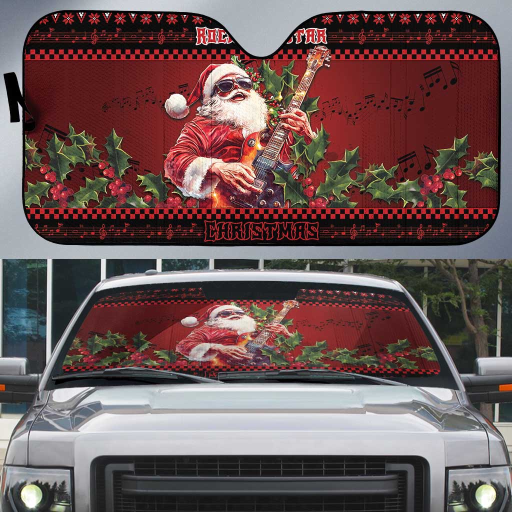 Guitar Christmas Auto Sun Shade Rocking Santa - Wonder Print Shop