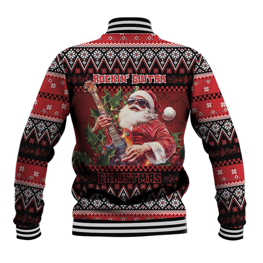 Guitar Christmas Baseball Jacket Rocking Santa - Wonder Print Shop