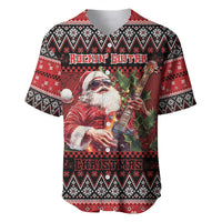Guitar Christmas Baseball Jersey Rocking Santa - Wonder Print Shop