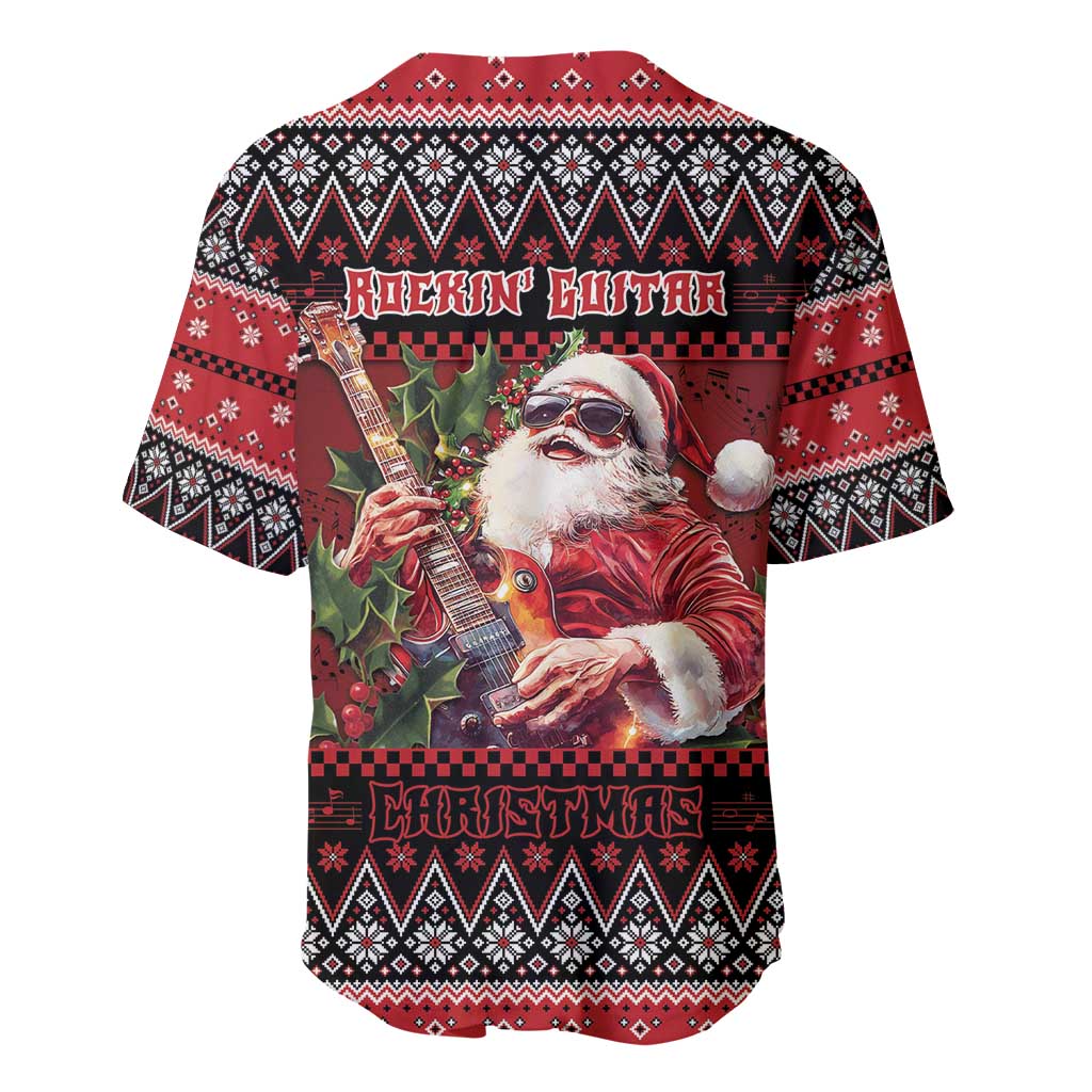 Guitar Christmas Baseball Jersey Rocking Santa - Wonder Print Shop