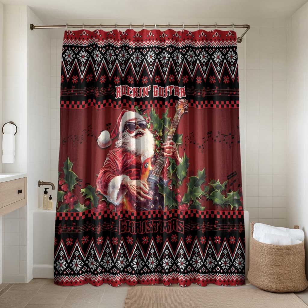Guitar Christmas Bathroom Set Rocking Santa - Wonder Print Shop