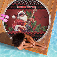 Guitar Christmas Beach Blanket Rocking Santa - Wonder Print Shop