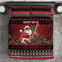 Guitar Christmas Bedding Set Rocking Santa - Wonder Print Shop