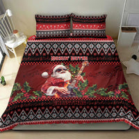 Guitar Christmas Bedding Set Rocking Santa - Wonder Print Shop