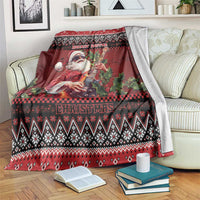 Guitar Christmas Blanket Rocking Santa - Wonder Print Shop