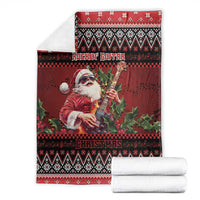 Guitar Christmas Blanket Rocking Santa - Wonder Print Shop
