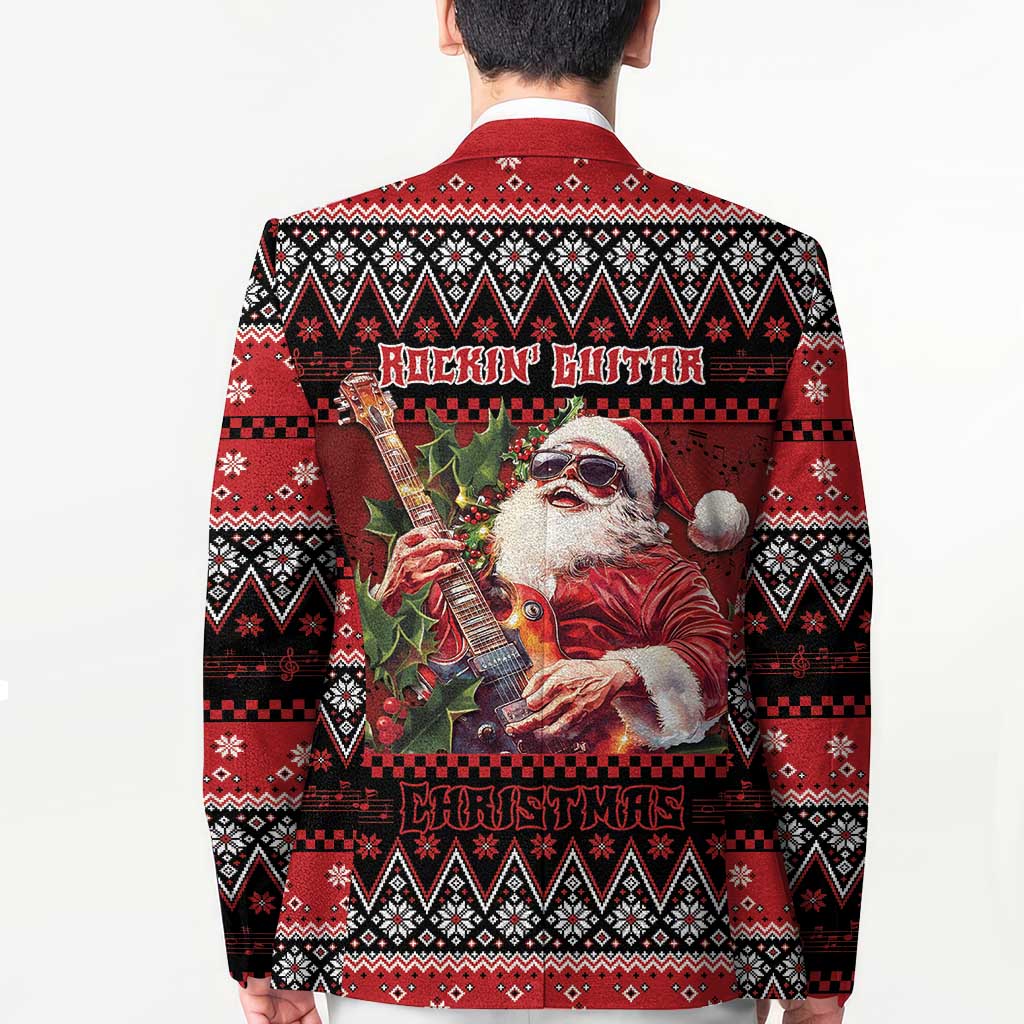 Guitar Christmas Blazer Rocking Santa - Wonder Print Shop