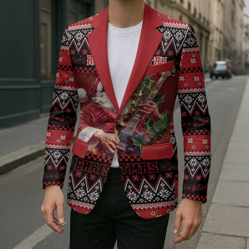 Guitar Christmas Blazer Rocking Santa - Wonder Print Shop