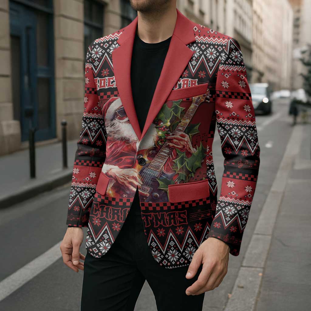 Guitar Christmas Blazer Rocking Santa - Wonder Print Shop