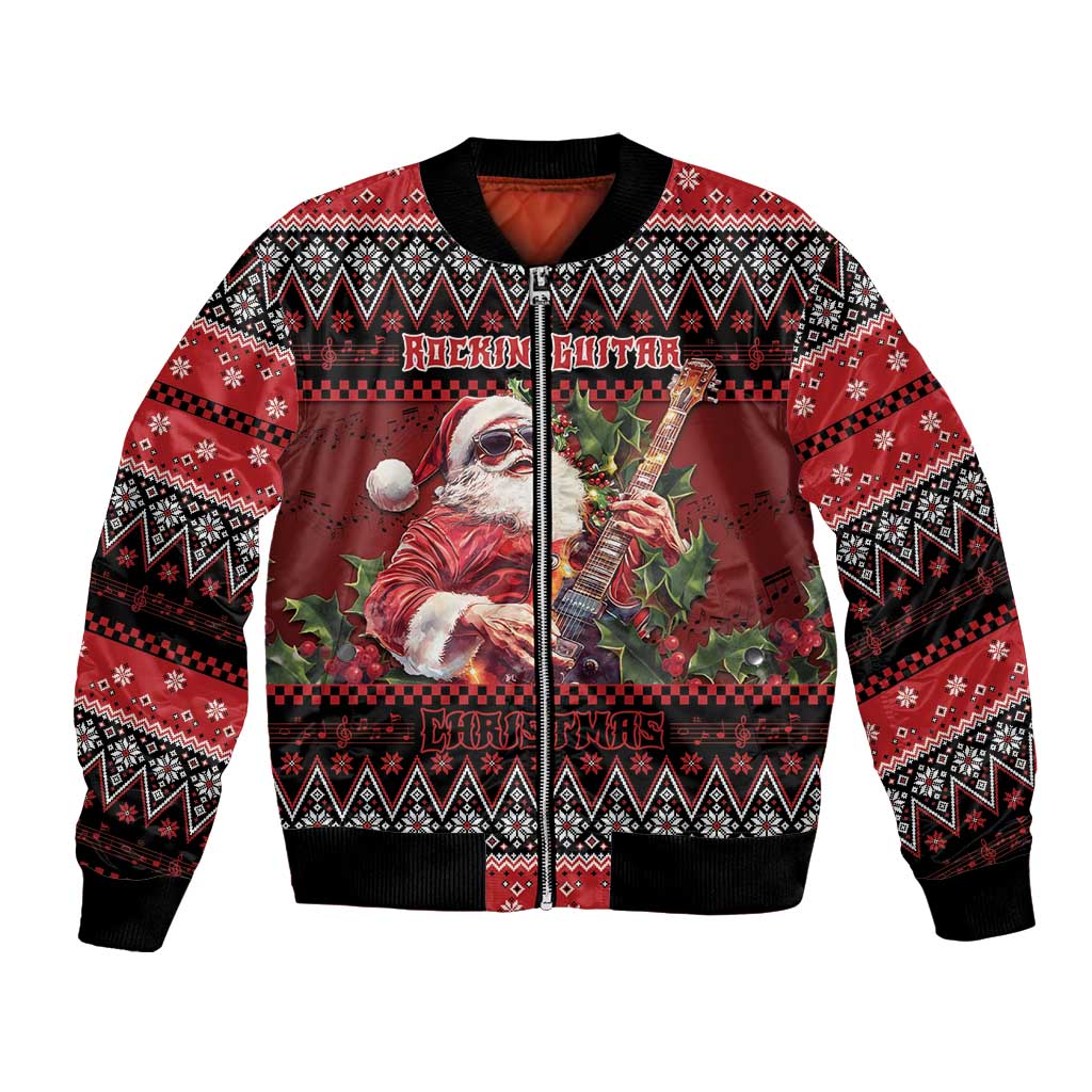 Guitar Christmas Bomber Jacket Rocking Santa - Wonder Print Shop