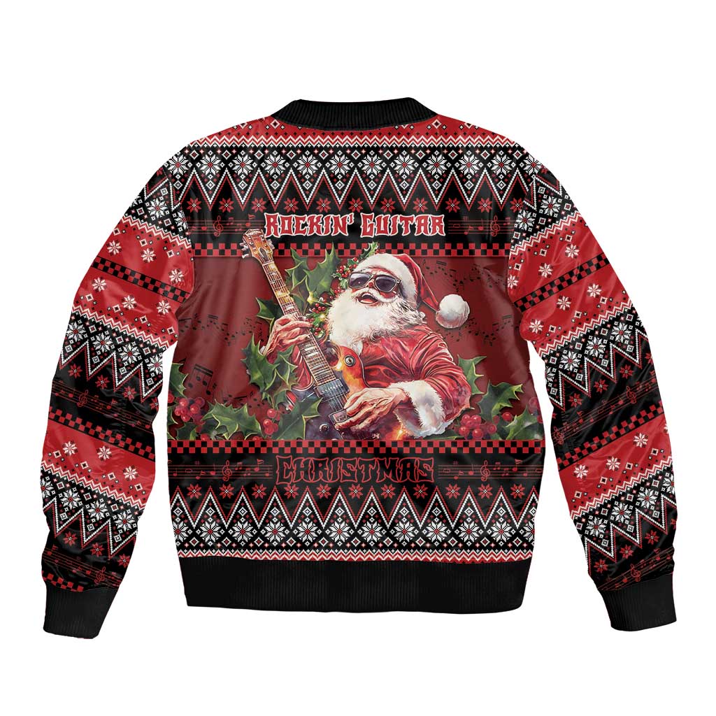 Guitar Christmas Bomber Jacket Rocking Santa - Wonder Print Shop