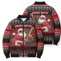 Guitar Christmas Bomber Puffer Jacket Rocking Santa - Wonder Print Shop