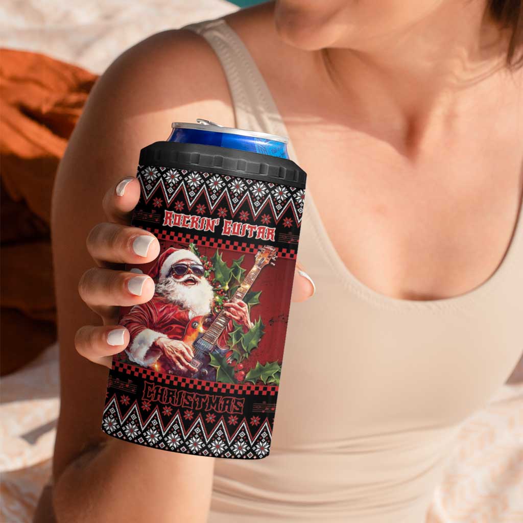 Guitar Christmas 4 in 1 Can Cooler Tumbler Rocking Santa - Wonder Print Shop
