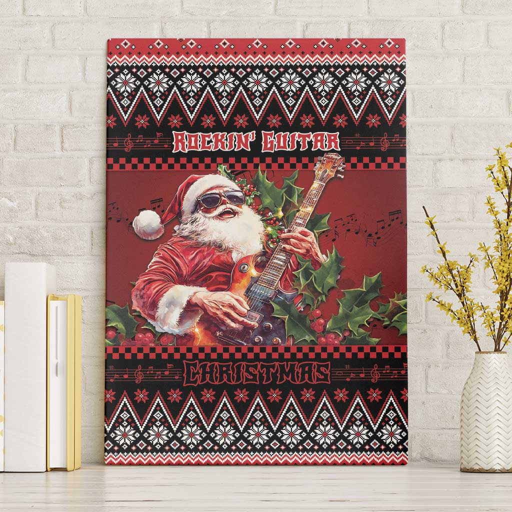 Guitar Christmas Canvas Wall Art Rocking Santa - Wonder Print Shop
