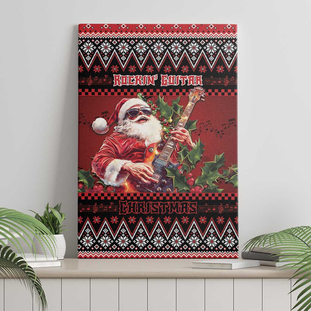 Guitar Christmas Canvas Wall Art Rocking Santa - Wonder Print Shop