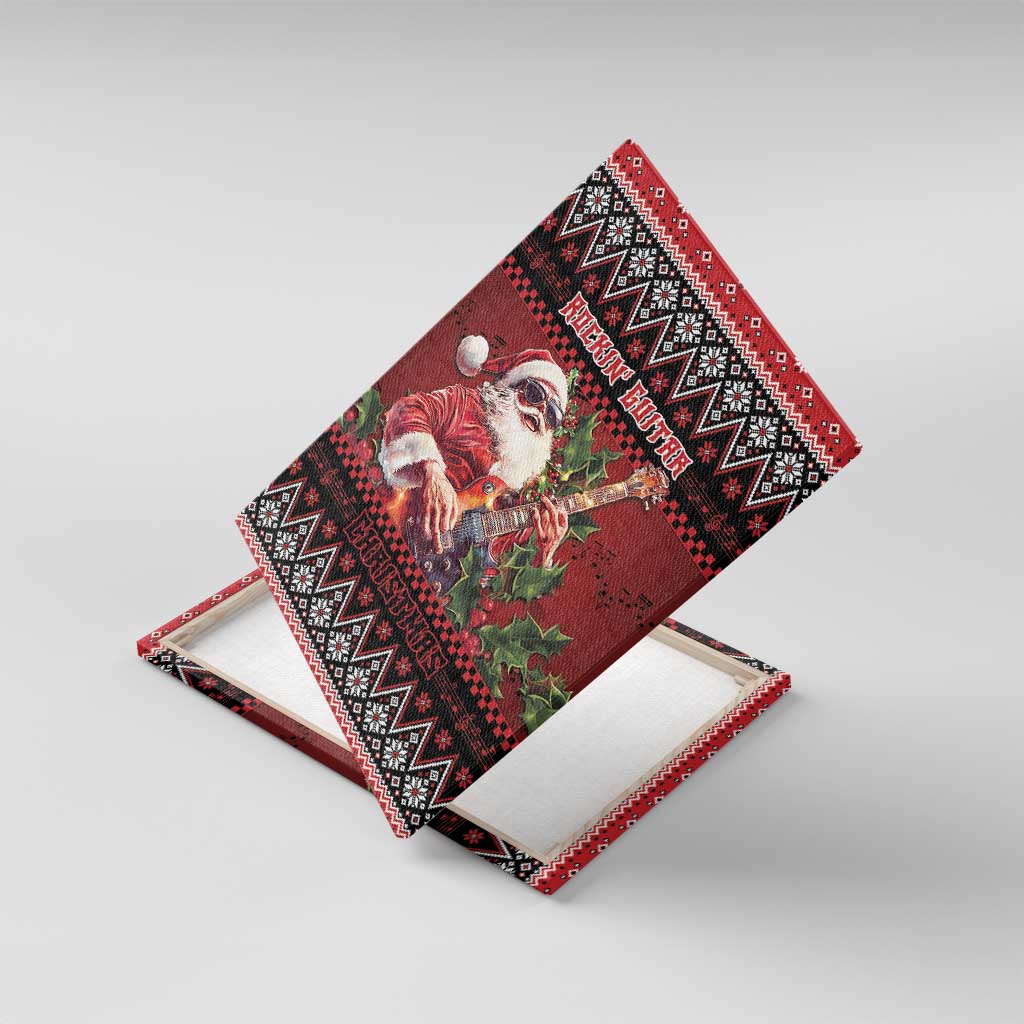 Guitar Christmas Canvas Wall Art Rocking Santa - Wonder Print Shop