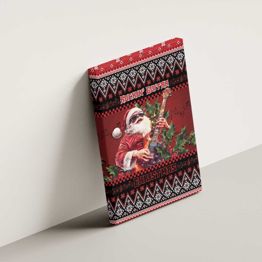 Guitar Christmas Canvas Wall Art Rocking Santa - Wonder Print Shop