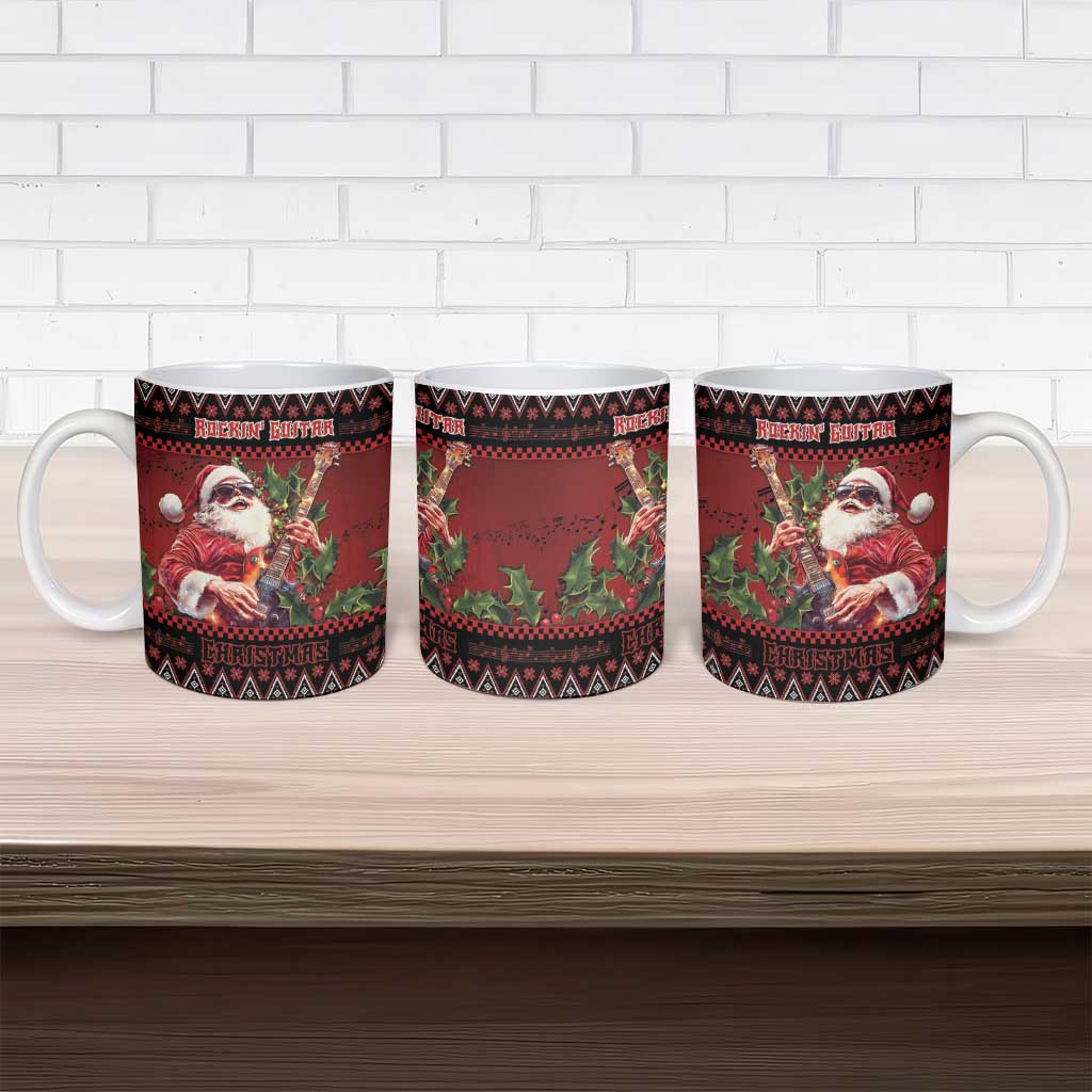 Guitar Christmas Ceramic Mug Rocking Santa - Wonder Print Shop