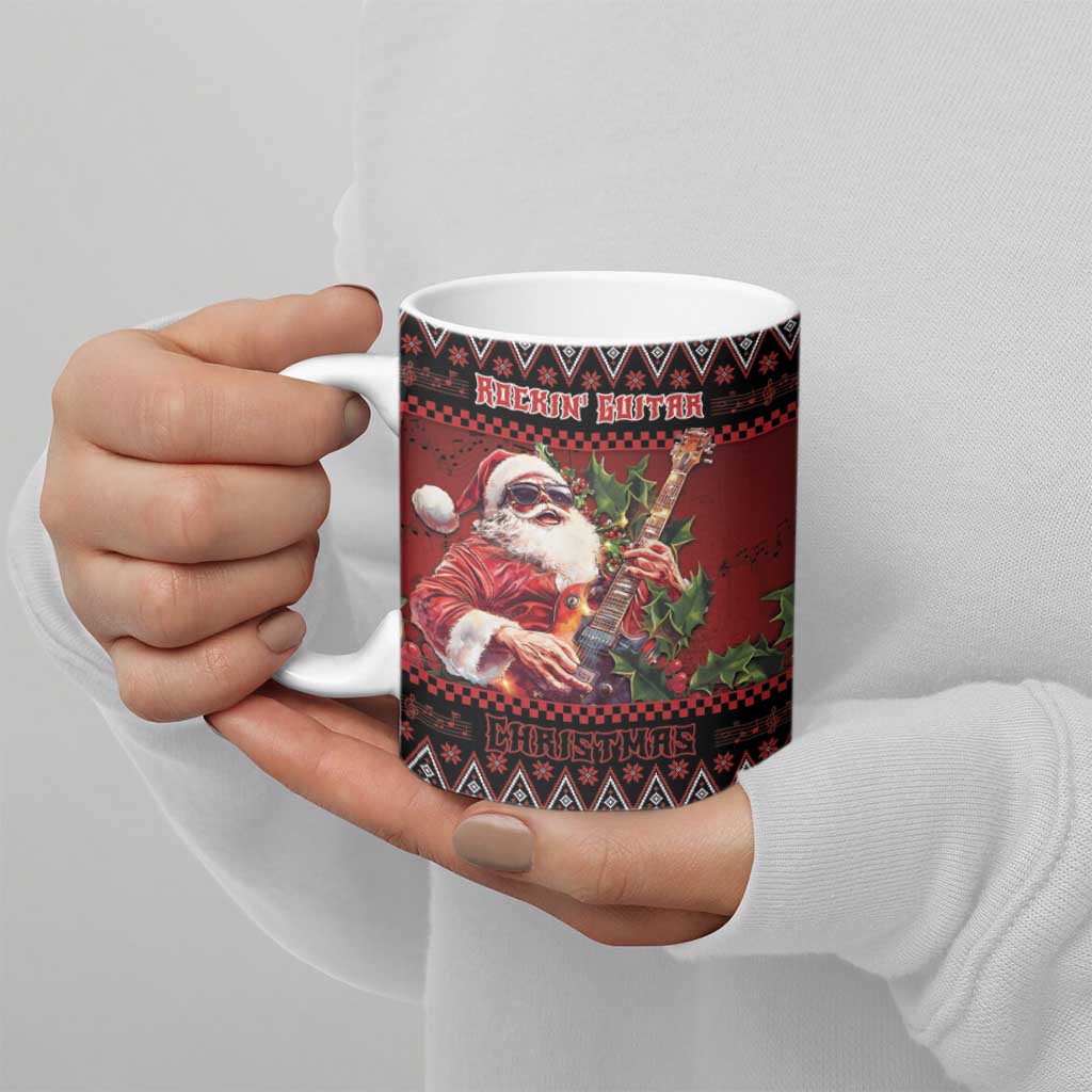 Guitar Christmas Ceramic Mug Rocking Santa - Wonder Print Shop