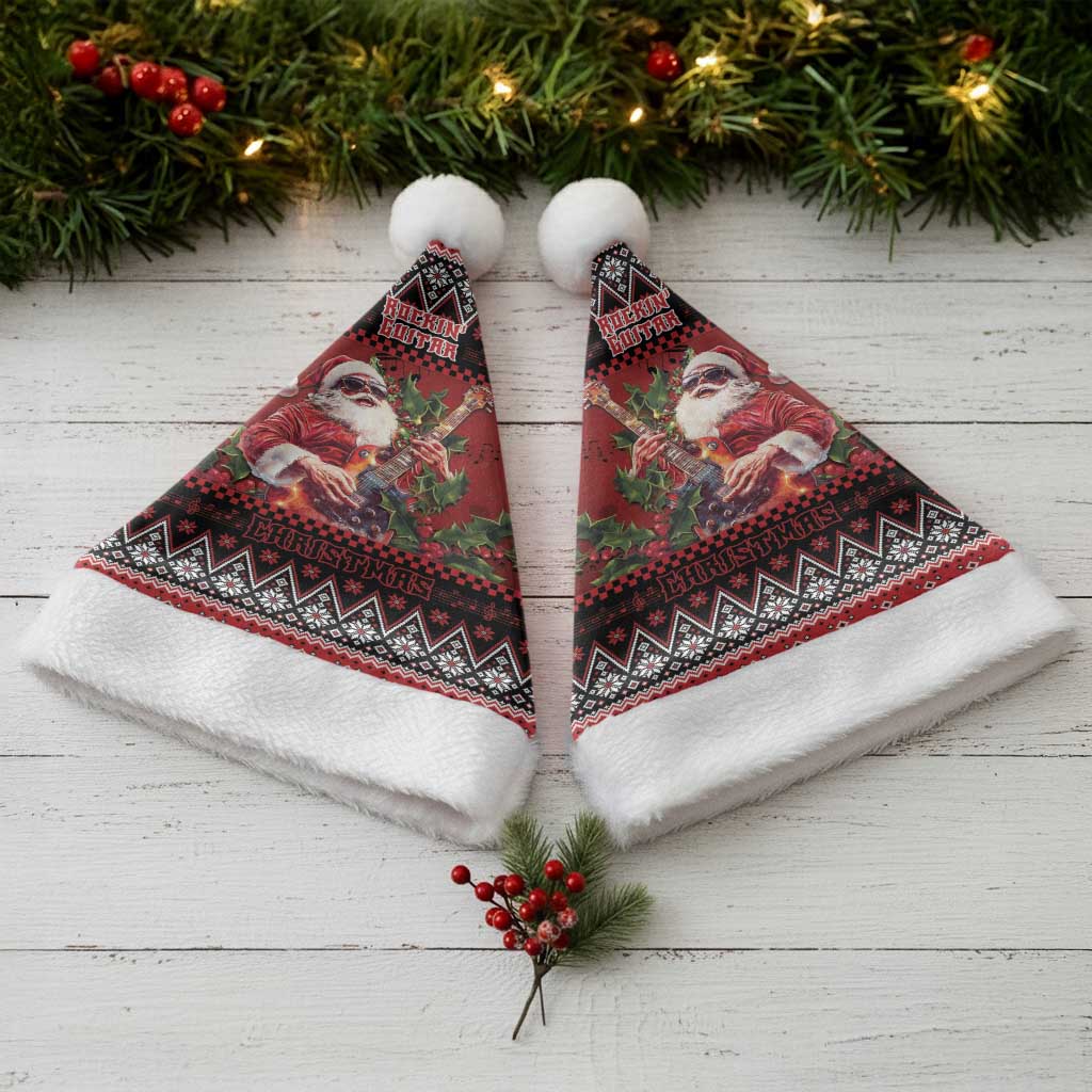 Guitar Christmas Santa Hat Rocking Santa - Wonder Print Shop